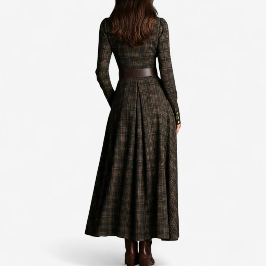 Pombares – Vestido Maxi Xadrez Vintage