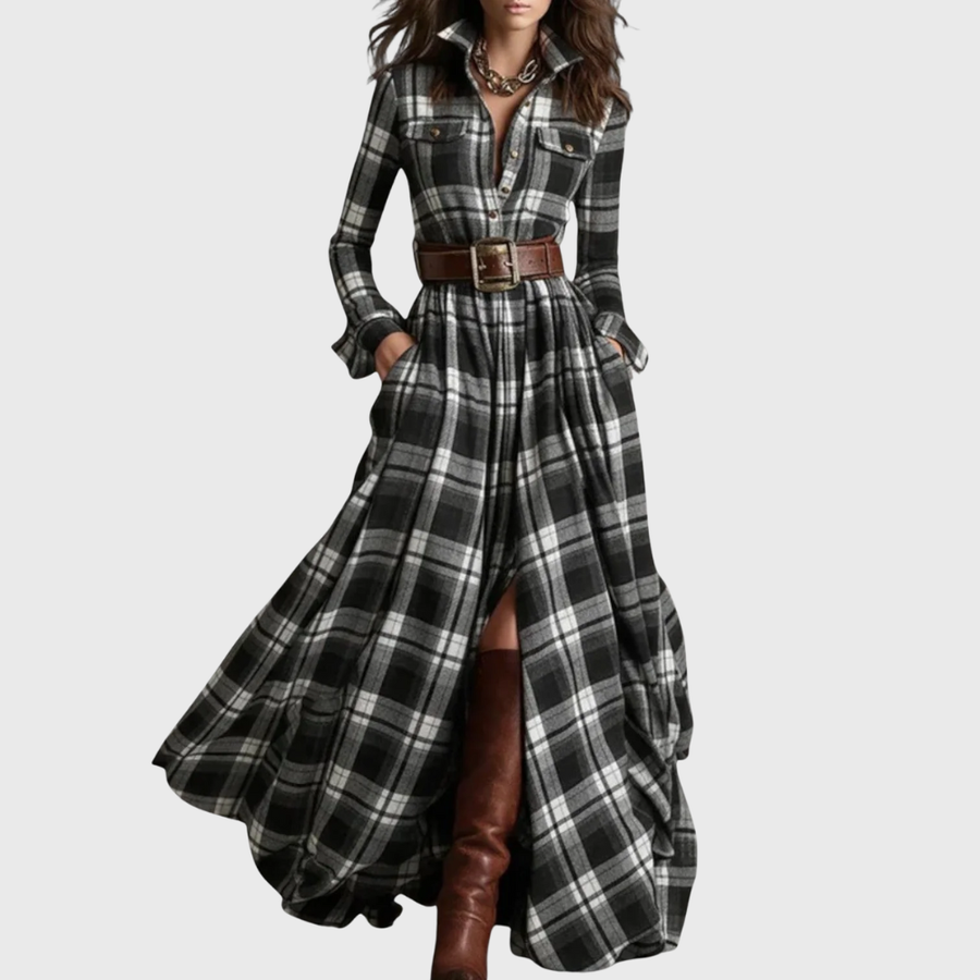 Rebordainhos – Vestido Longo de Xadrez