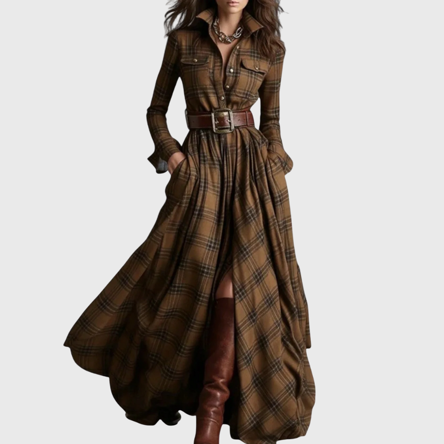 Rebordainhos – Vestido Longo de Xadrez