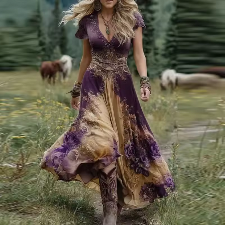 Genísio – Vestido Floral com Bordados