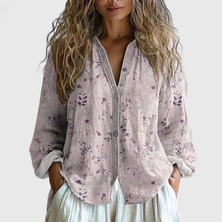 São João dos Caldeireiros – Blusa com Estampado de Folhas