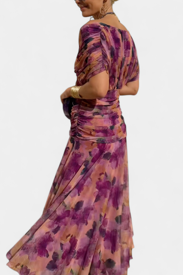 Vilarandelo – Vestido Largo de Flores com Decote em V