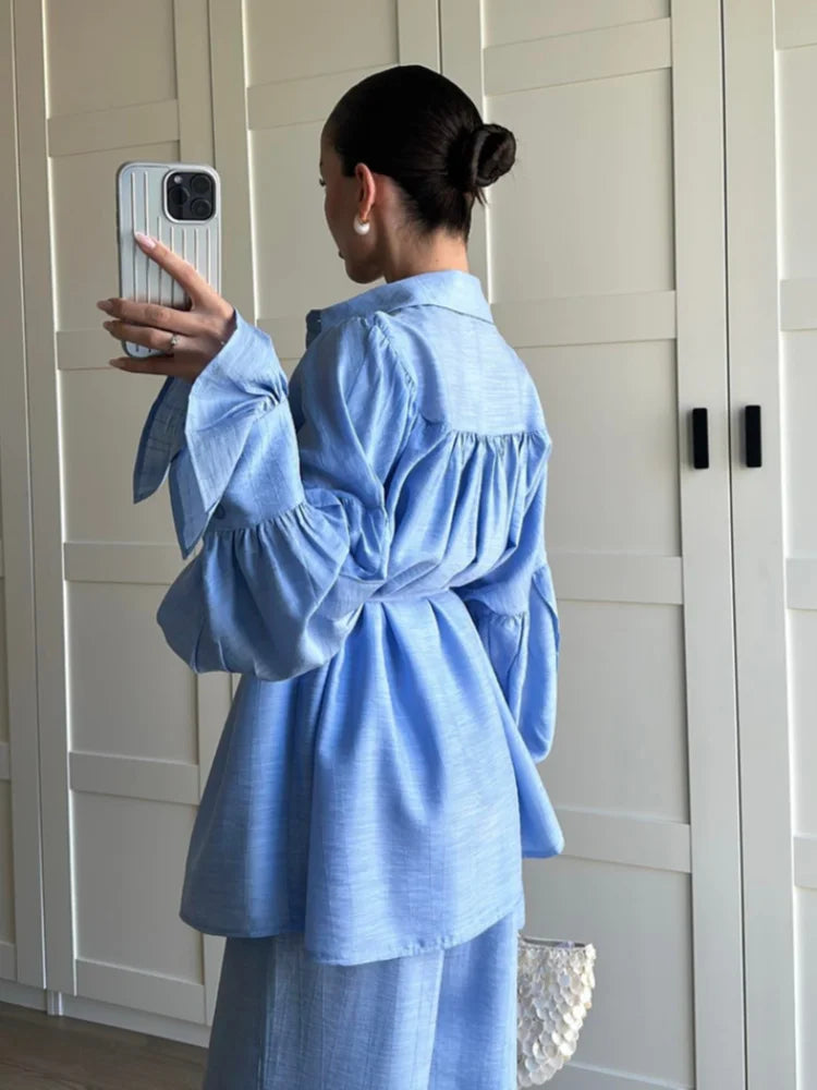 Alcaria Ruiva – Conjunto de Blusa com Cinto e Calças Amplas