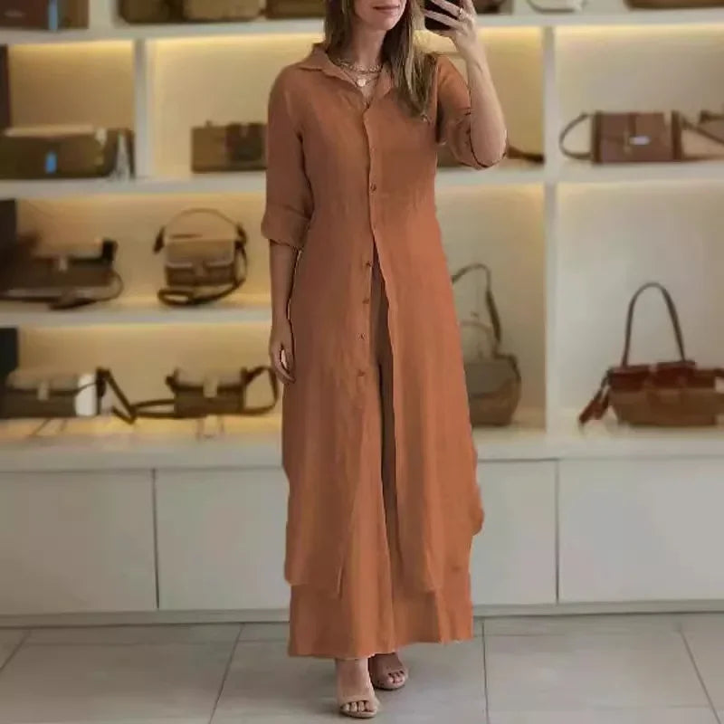 Vila Ruiva – Conjunto de Chemise e Calças Amplas