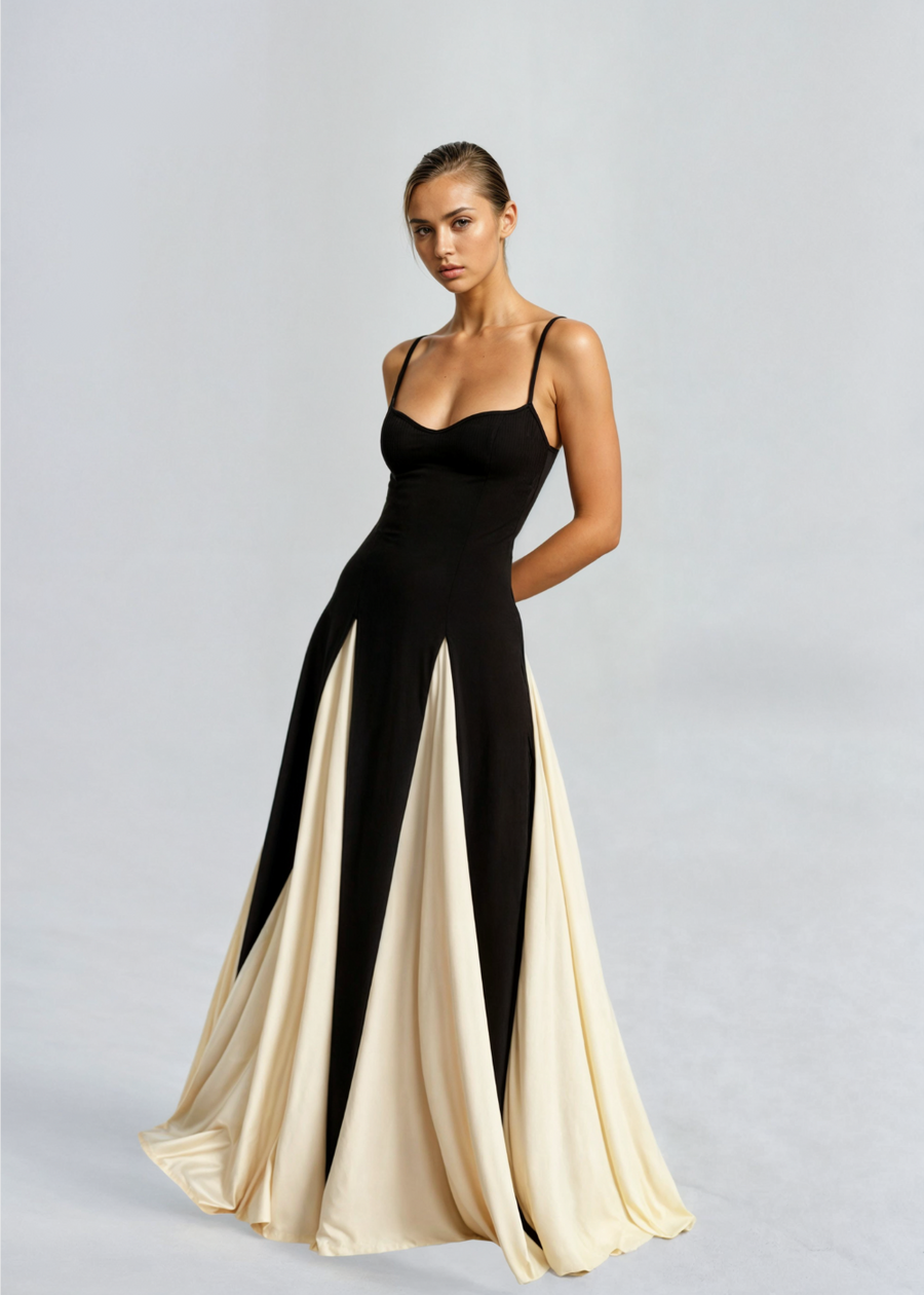 Brandara – Vestido Longo com Corpete Coração
