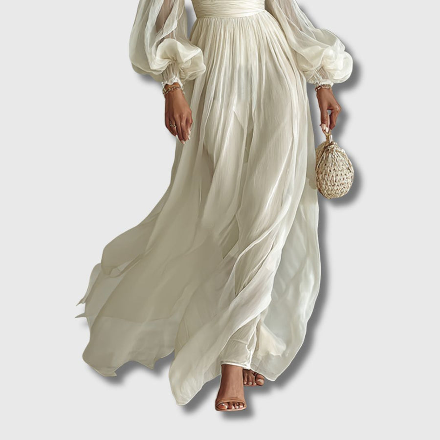 Portel – Vestido Maxi com Decote Quadrado