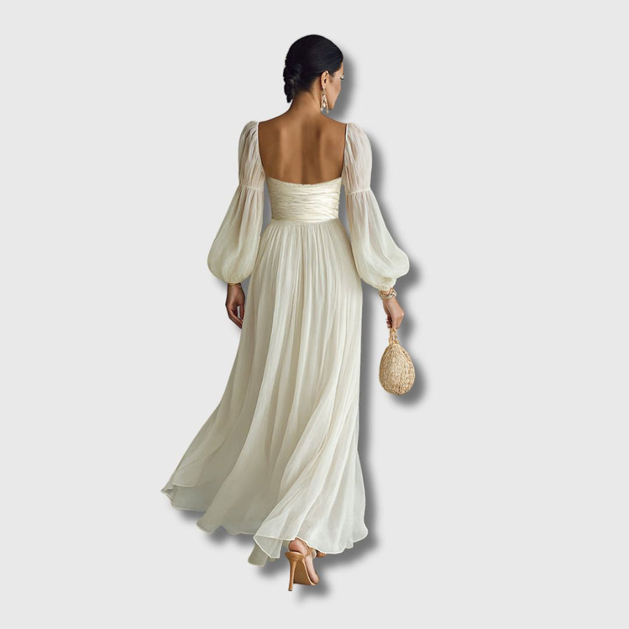 Portel – Vestido Maxi com Decote Quadrado
