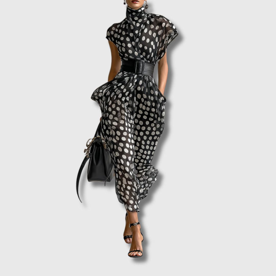 Beja – Vestido Maxi de Chiffon às Bolinhas