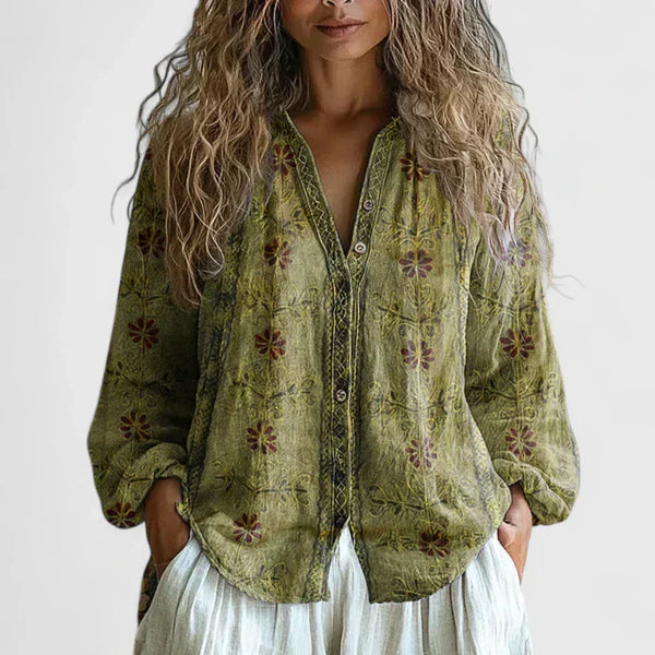 São João dos Caldeireiros – Blusa com Estampado de Folhas