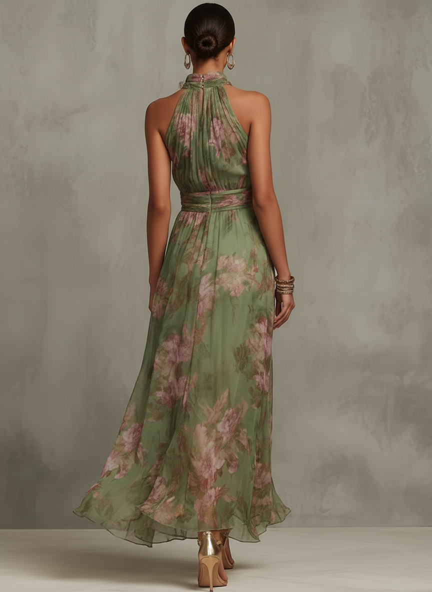 Paradela – Vestido Longo Floral com Decote Halter