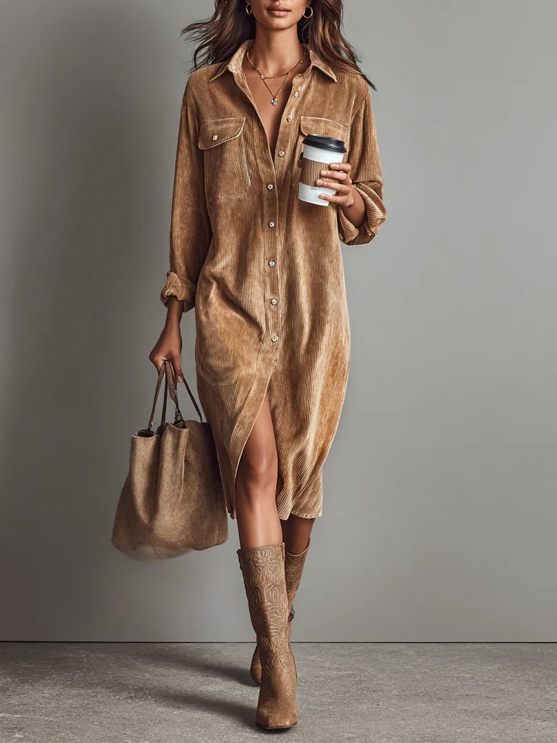 Fiães – Vestido de Veludo Cotelê