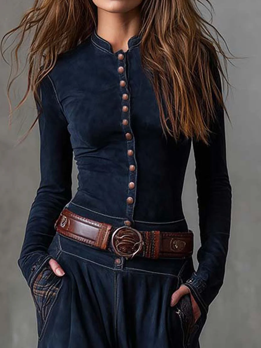 Numão – Vestido Longo de Camurça com Cinto