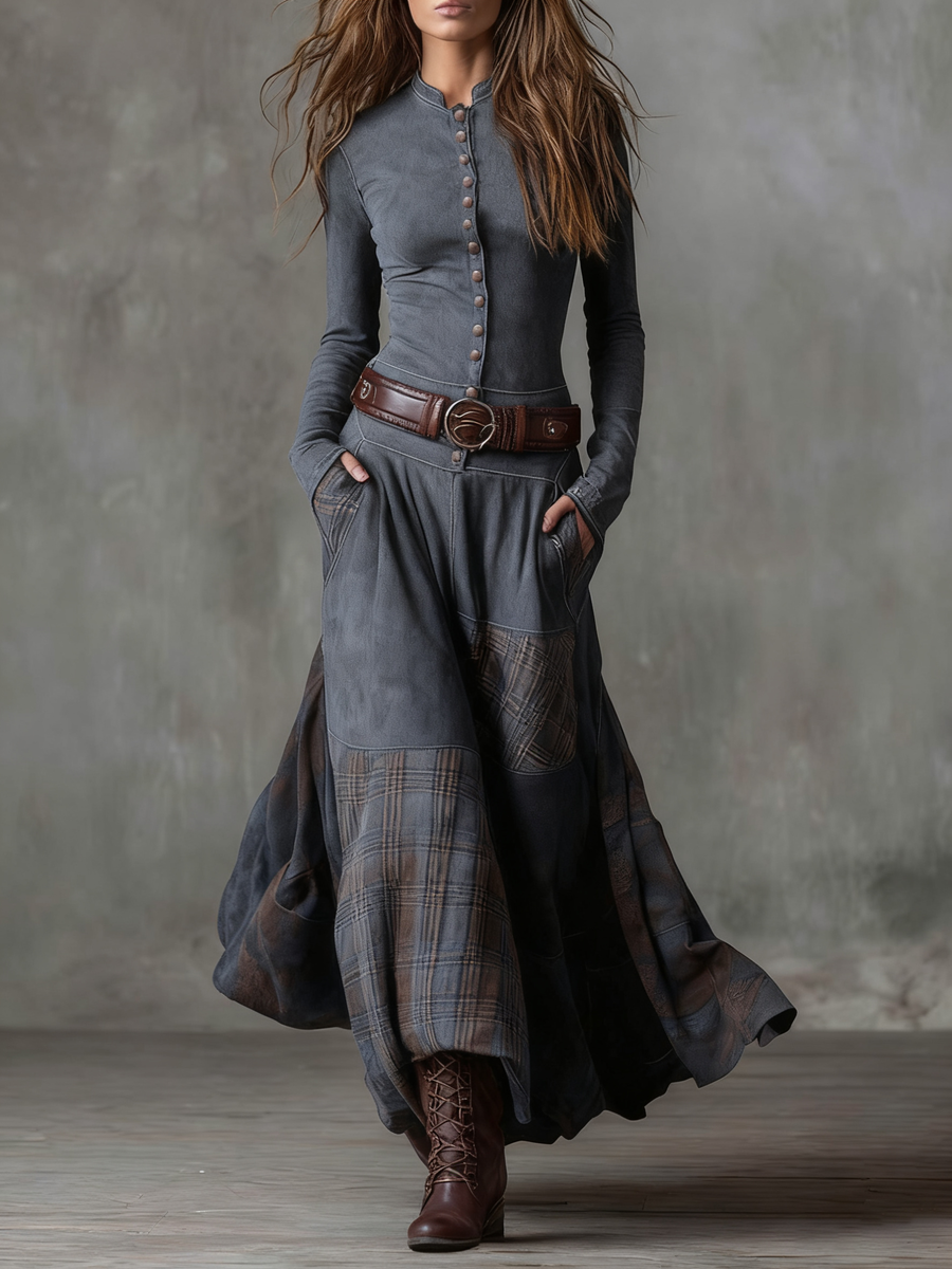 Numão – Vestido Longo de Camurça com Cinto
