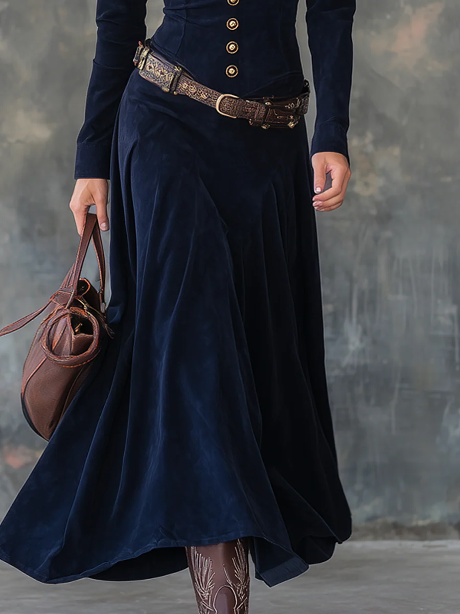 Cabanelas – Vestido Longo de Suedine com Fenda