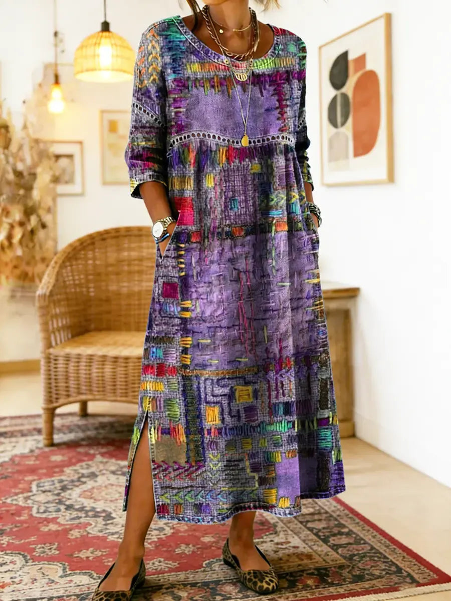 Boticas – Vestido de Ganga com Patchwork