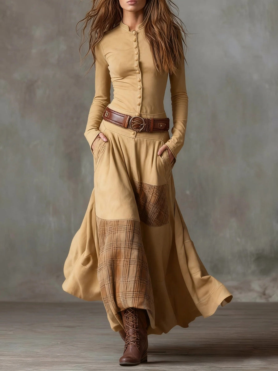 Numão – Vestido Longo de Camurça com Cinto