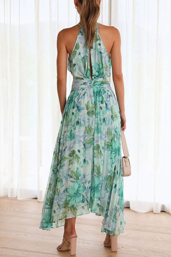 Linhares da Beira – Vestido Longo Plissado com Alças Florais