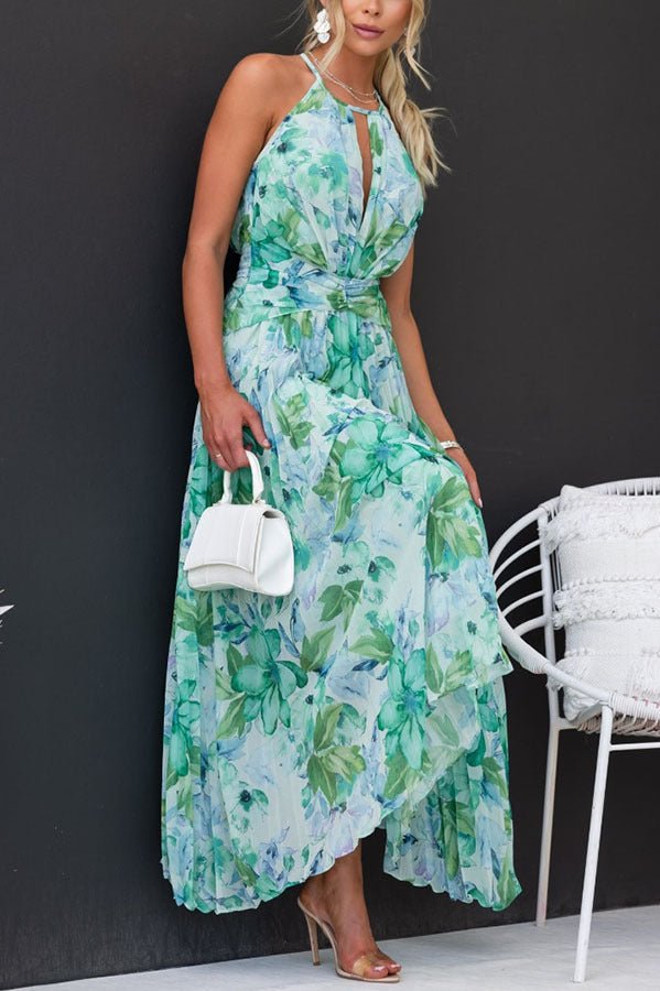 Linhares da Beira – Vestido Longo Plissado com Alças Florais