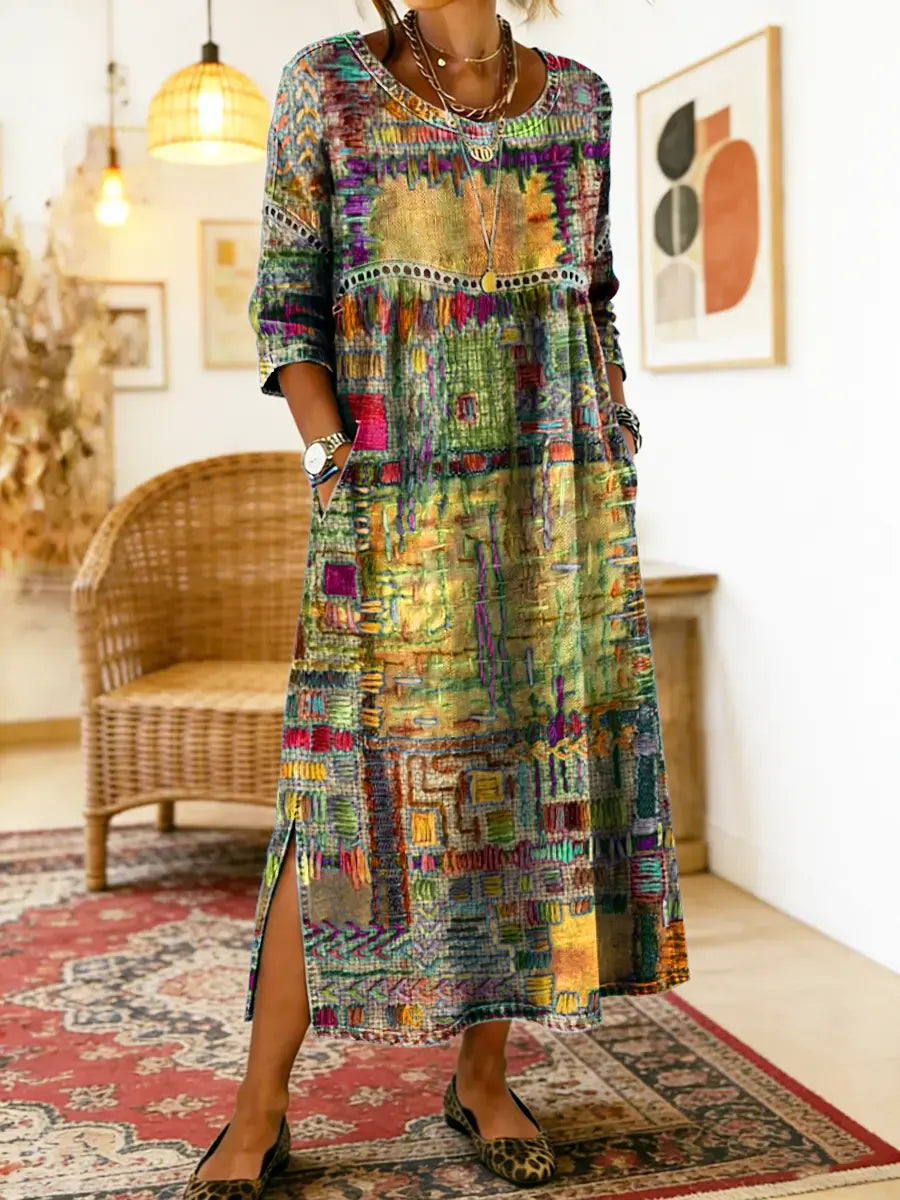 Boticas – Vestido de Ganga com Patchwork