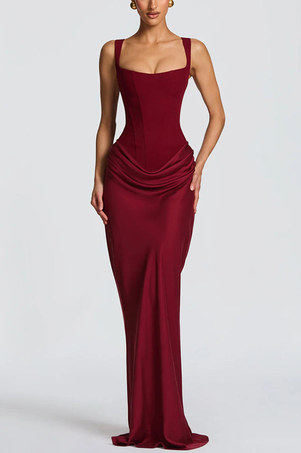 Gostão – Vestido Longo com Decote Quadrado