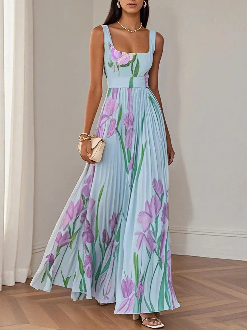 Chacim – Vestido Longo Plissado Floral