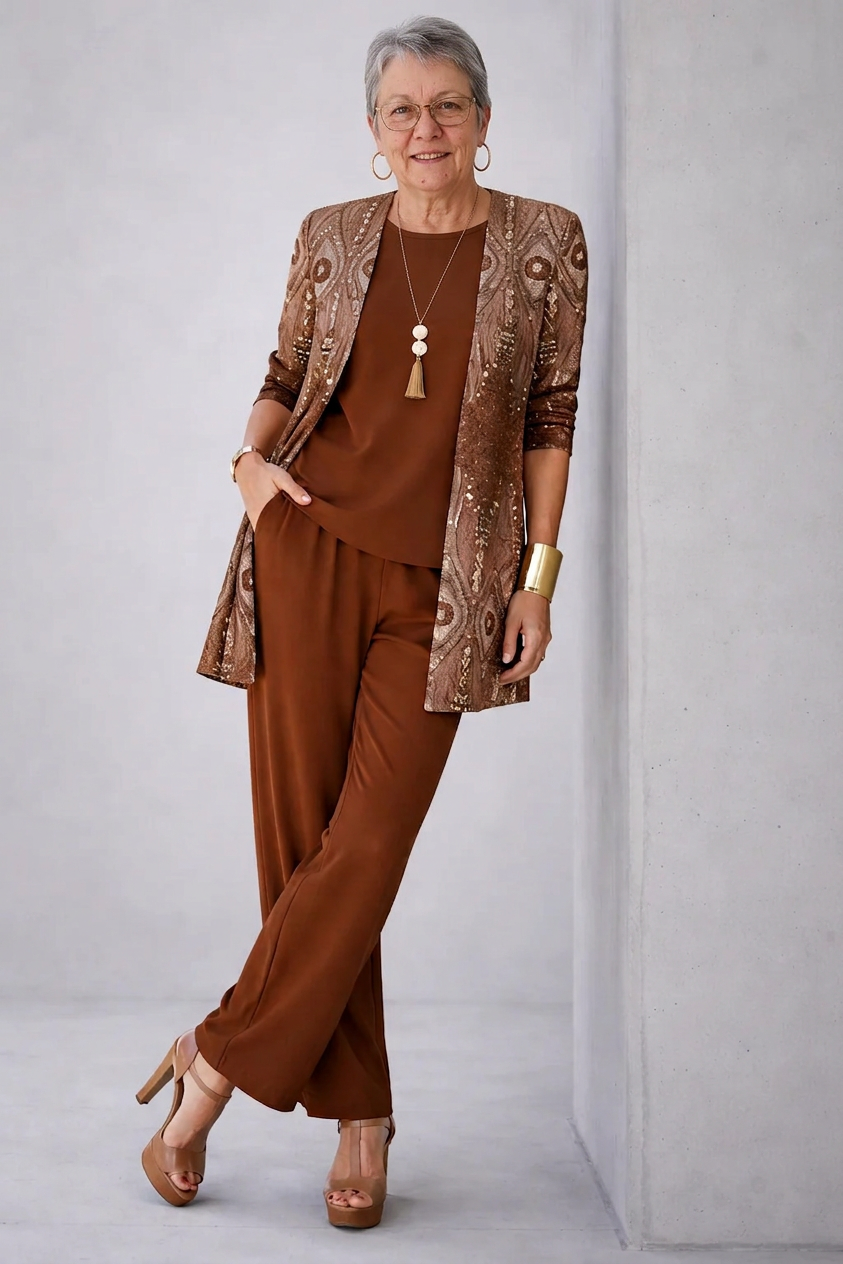 Ardãos – Conjunto de Cardigã, Blusa e Calças