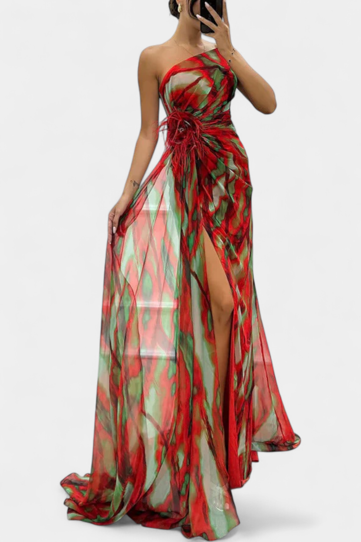 Penedono – Vestido Maxi Assimétrico Estampado