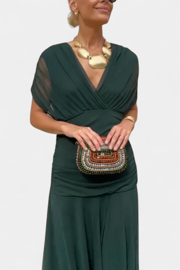 Vilarandelo – Vestido Largo de Flores com Decote em V