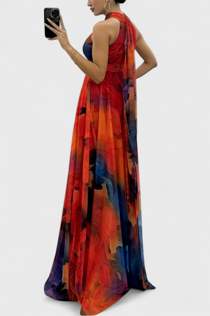 Tarouca – Vestido Maxi de Chiffon Floral