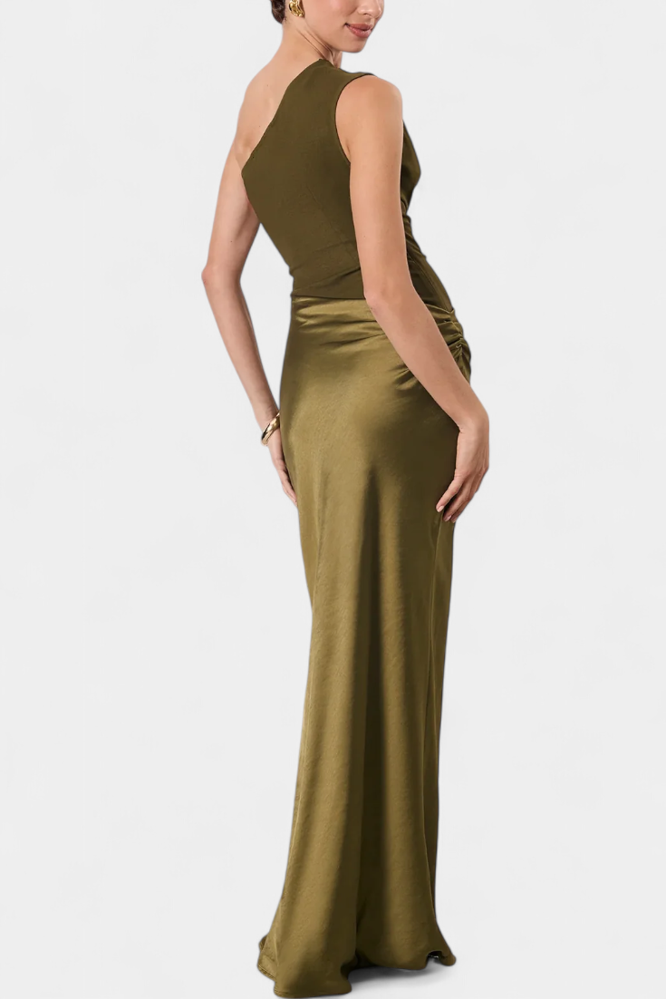 Foz Côa – Vestido Maxi Plissado de Um Ombro