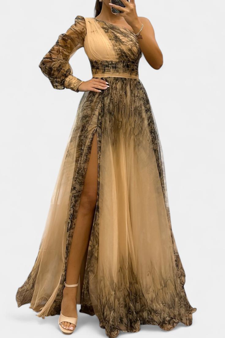 Armamar – Vestido Maxi de Chiffon com Flor