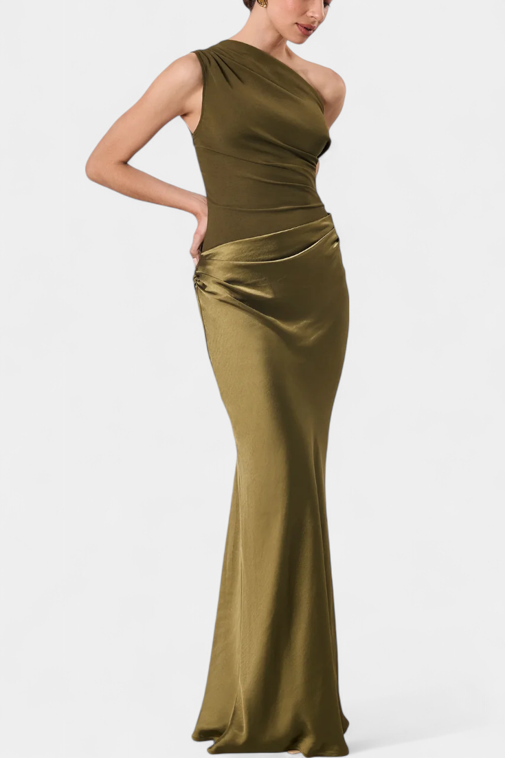 Foz Côa – Vestido Maxi Plissado de Um Ombro