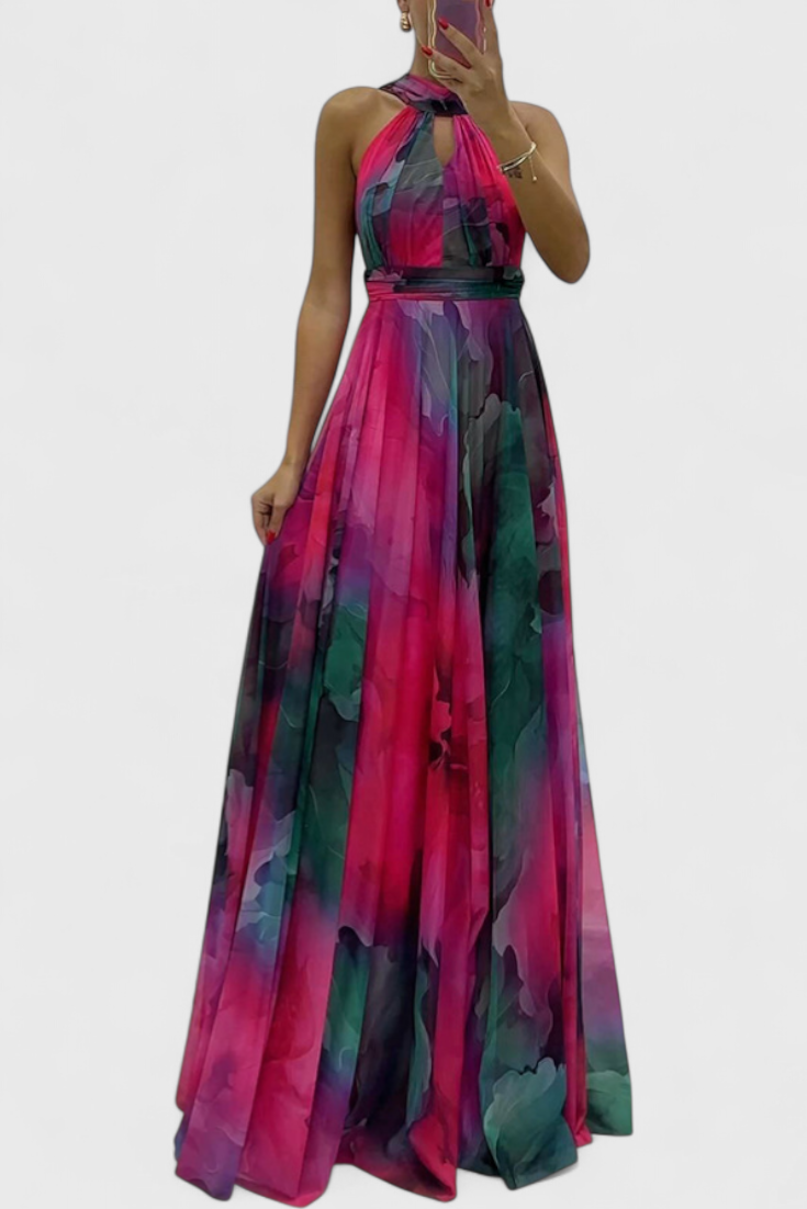Tarouca – Vestido Maxi de Chiffon Floral