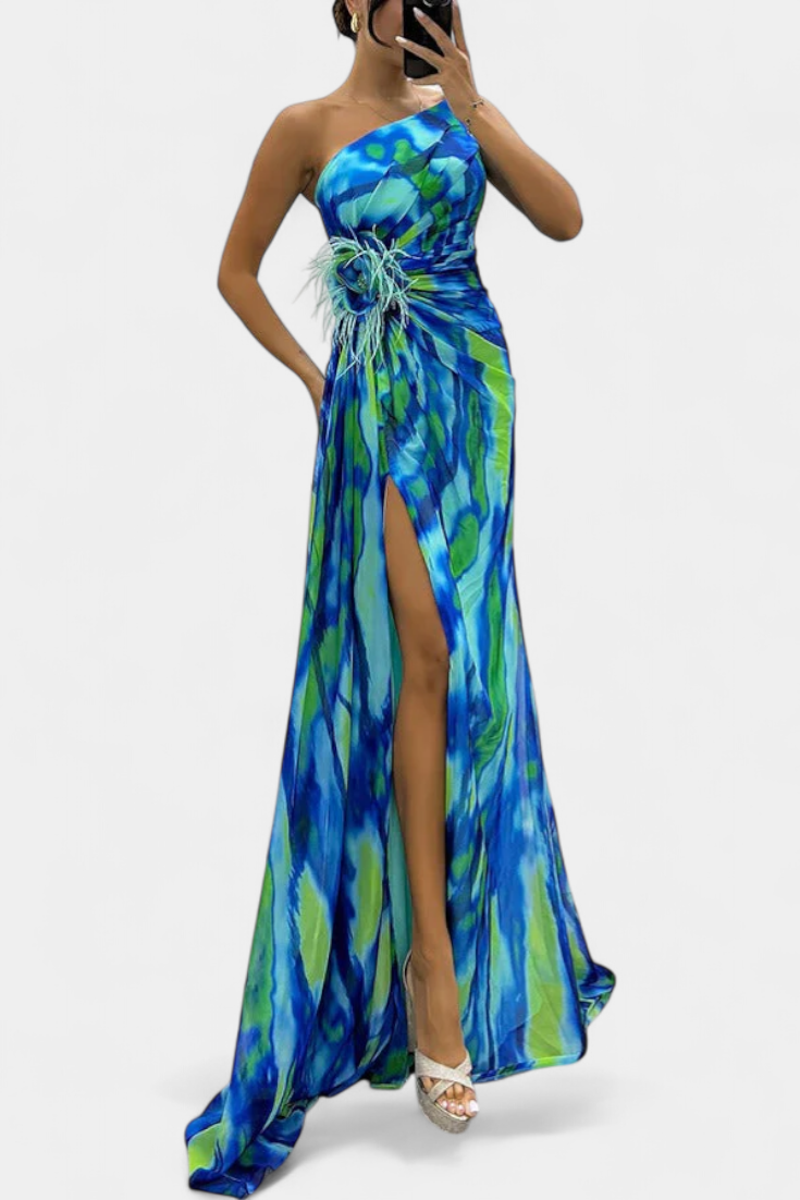 Penedono – Vestido Maxi Assimétrico Estampado