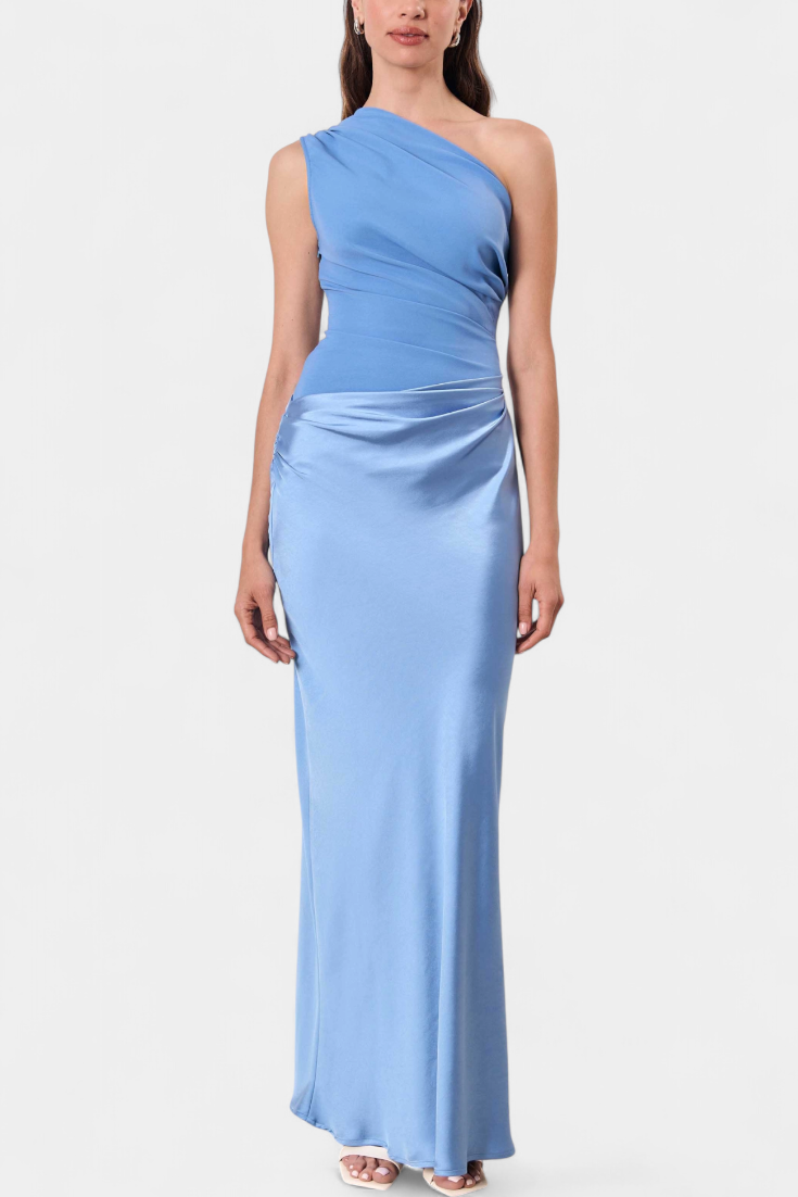 Foz Côa – Vestido Maxi Plissado de Um Ombro