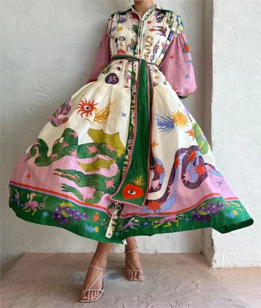 Vila Fernando – Vestido Amplo Estampado