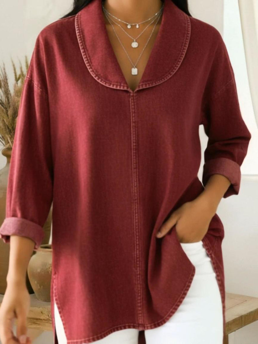 Perais – Camisa de Ganga com Gola de Xaile