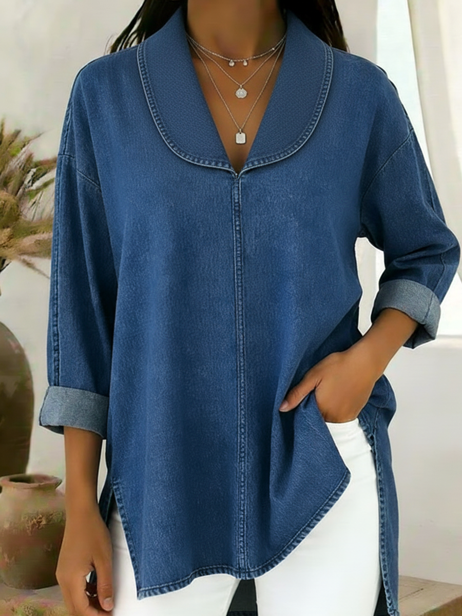 Perais – Camisa de Ganga com Gola de Xaile