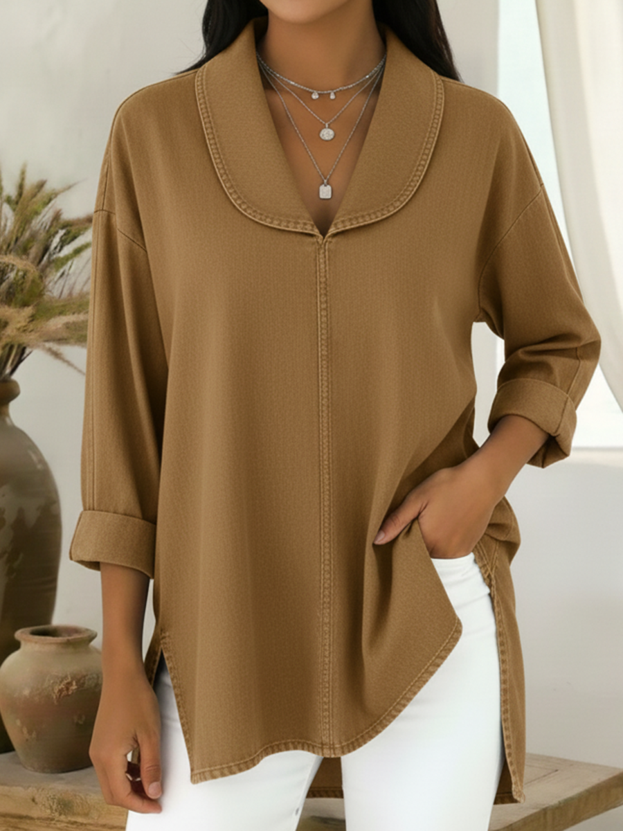 Perais – Camisa de Ganga com Gola de Xaile