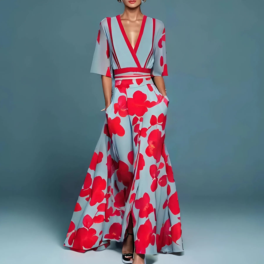 Amares – Vestido Longo com Decote Profundo