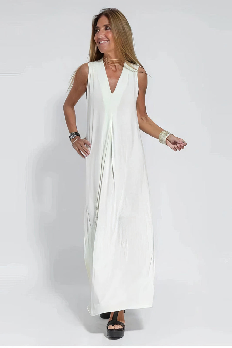 Quadrazais – Conjunto de Vestido Longo e Cardigã